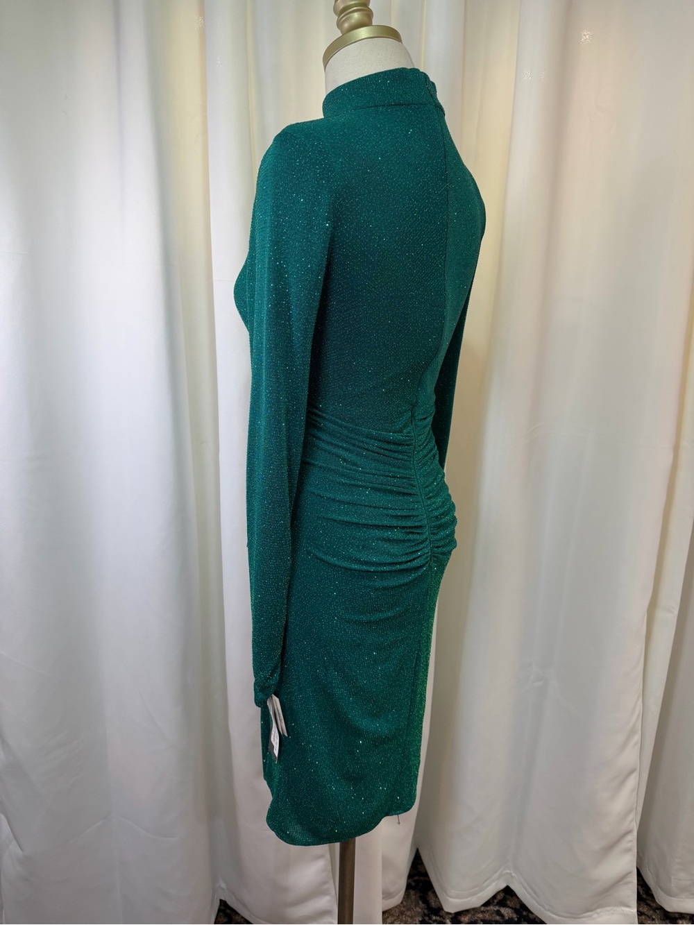NWT Betsy & Adam ‘Ruched Glitter-Knit Side-Slit Dress’ in Green Size 6 - Picture 10 of 15